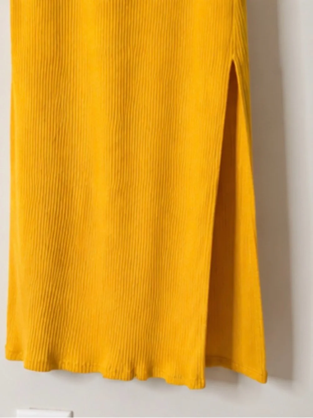 H&M Golden Honey Ribbed Open Back Midi Dress | Sleeveless Bodycon | Large